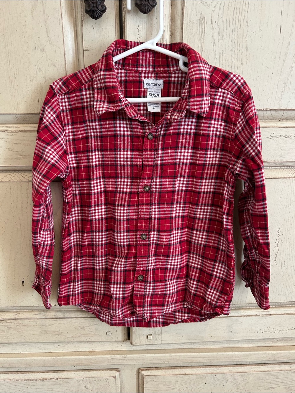 Carter's Red & White Plaid Button-Down Shirt